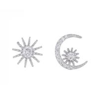 Messing Asymmetrische Stud Oorbellen, sterling zilver oorbel bericht, voor vrouw & met strass, meer kleuren voor de keuze, 5-30mm, Verkocht door pair