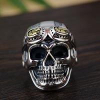 Zinc Alloy fingerring, Skull, forgyldt, for mennesket, sølv, 17mm, Solgt af PC