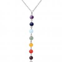 Gemstone Pendants Jewelry Natural Stone with Zinc Alloy mixed colors 6mm Sold By PC
