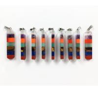 Edelstein Anhänger Schmuck, Naturstein, mit Zinklegierung, gemischte Farben, 43x11x5mm, verkauft von PC