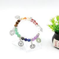 Gemstone Bracelets Natural Stone with Zinc Alloy handmade Unisex mixed colors 8mm Length Approx 21 cm Sold By PC