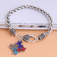 Zinc Alloy Bracelet zinc alloy lobster clasp plated for woman & with rhinestone silver color Length Approx 21 cm Sold By PC