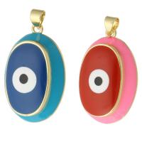 Brass Jewelry Pendants, gold color plated, fashion jewelry & DIY & evil eye pattern & enamel, more colors for choice, 20x29x7mm, Hole:Approx 3mm, 10PCs/Lot, Sold By Lot