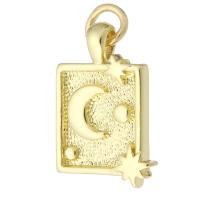 Brass Jewelry Pendants,  Square, gold color plated, fashion jewelry & DIY, golden, 12x17x2mm, Hole:Approx 2mm, 10PCs/Lot, Sold By Lot