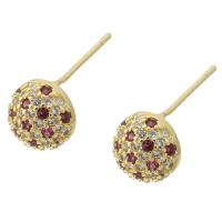 Cubic Zirconia Micro Pave Brass Earring, gold color plated, fashion jewelry & micro pave cubic zirconia & for woman, multi-colored, 8x8x17mm, 10Pairs/Lot, Sold By Lot