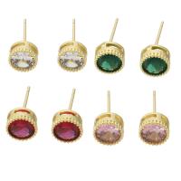 Cubic Zirconia Micro Pave Brass Earring, Round, gold color plated, fashion jewelry & micro pave cubic zirconia & for woman, more colors for choice, 7x7x16mm, 10Pairs/Lot, Sold By Lot
