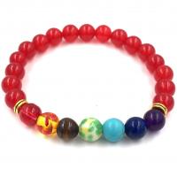 Gemstone Bracelets Agate with Gemstone & Zinc Alloy Round plated Unisex 8mm Length Approx 19-28 cm Sold By PC