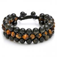 Gemstone Bracelets Natural Stone Round three layers & Unisex & anti-fatigue & faceted 8mm Length Approx 19-28 cm Sold By PC