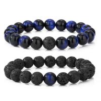 Gemstone Bracelets, Natural Stone, Round, Unisex & anti-fatigue & different styles for choice, more colors for choice, 8mm, Length:Approx 19-28 cm, Approx 2PCs/Set, Sold By Set