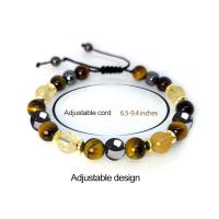 Gemstone Bracelets, Natural Stone, with Obsidian & Hematite & Tibetan Style, Round, plated, different materials for choice & Unisex & anti-fatigue, more colors for choice, 8mm, Length:Approx 6.5-9.4 Inch, Sold By PC
