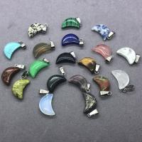 Gemstone Pendants Jewelry, Natural Stone, Moon, for woman, more colors for choice, 12x23mm, Sold By PC