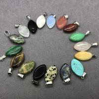 Gemstone Pendants Jewelry, Natural Stone, Leaf, polished, Unisex, more colors for choice, 13x28mm, Sold By PC