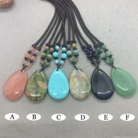 Gemstone smykker halskæde, Natursten, Teardrop, forskellige materialer til valg & Unisex, flere farver til valg, 27x42x2mm, Længde Ca. 32 cm, Solgt af PC
