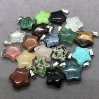 Gemstone Pendants Jewelry, Natural Stone, Star, polished, Unisex, more colors for choice, 17x21mm, Sold By PC