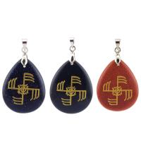 Gemstone Pendants Jewelry, with Brass, Teardrop, silver color plated, different materials for choice & Unisex, more colors for choice, 24x36mm, Sold By PC