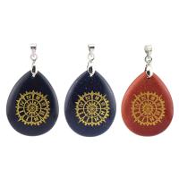 Gemstone Pendants Jewelry with Brass Teardrop silver color plated & Unisex Sold By PC