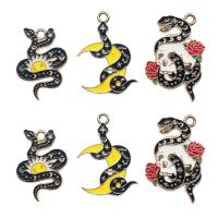 Tibetan Style émail Pendants, alliage de zinc, serpent, Placage de couleur d'or, DIY & styles différents pour le choix, noire, protéger l'environnement, sans nickel, plomb et cadmium, 100PC/sac, Vendu par sac