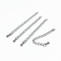 Rostfritt stål Extender Chain, 304 rostfritt stål, Stick, polerad, olika längd för val & DIY, ursprungliga färgen, 100Satser/Bag, Säljs av Bag