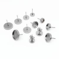 Stainless Steel Earring Stud Component 304 Stainless Steel Round polished DIY original color Sold By PC
