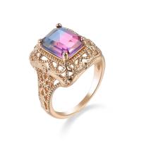 Sześciennych cyrkon Brass Ring Finger, Mosiądz, ze Sześcienna cyrkonia, kształt pierścienia, Platerowane w kolorze złota, biżuteria moda & różnej wielkości do wyboru & dla kobiety & z sześcienną cyrkonią, sprzedane przez PC