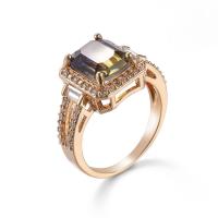 Cubic Zircon Brass δάχτυλο του δακτυλίου, Ορείχαλκος, χρώμα επίχρυσο, κοσμήματα μόδας & διαφορετικό μέγεθος για την επιλογή & για τη γυναίκα & με ζιργκόν, 13x11mm, Sold Με PC