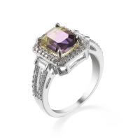 Cubic Zircon Brass prst prsten, Mosaz, platinové barvy á, módní šperky & různé velikosti pro výběr & pro ženy & se zirkony, 13x11mm, Prodáno By PC