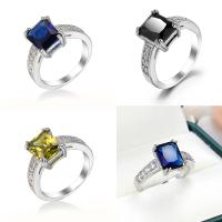 Sześciennych cyrkon Brass Ring Finger, Mosiądz, Platerowane w kolorze platyny, biżuteria moda & różnej wielkości do wyboru & dla kobiety & z sześcienną cyrkonią, dostępnych więcej kolorów, sprzedane przez PC