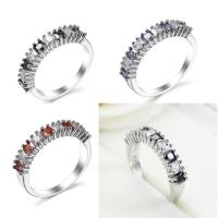 Cubic Zircon Brass Finger Ring platinum color plated fashion jewelry & for woman & with cubic zirconia Sold By PC