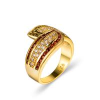 Кубический циркон микро проложить кольцо-латунь, Латунь, кольцо форма, плакирован золотом, ювелирные изделия моды & Мужская & разный размер для выбора & с кубическим цирконием, Золотой, продается PC