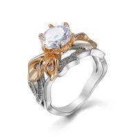 Cubic Zircon Brass δάχτυλο του δακτυλίου, Ορείχαλκος, χρώμα επιπλατινωμένα, κοσμήματα μόδας & για άνδρες και γυναίκες & διαφορετικό μέγεθος για την επιλογή & με ζιργκόν, λευκό, Sold Με PC