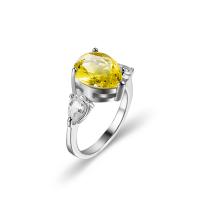 Cubic Zircon Brass δάχτυλο του δακτυλίου, Ορείχαλκος, Teardrop, χρώμα επιπλατινωμένα, κοσμήματα μόδας & για άνδρες και γυναίκες & διαφορετικό μέγεθος για την επιλογή & με ζιργκόν, χρυσοκίτρινο, Sold Με PC