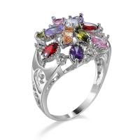 Sześciennych cyrkon Brass Ring Finger, Mosiądz, kształt pierścienia, Platerowane w kolorze platyny, biżuteria moda & dla obu płci & różnej wielkości do wyboru & z sześcienną cyrkonią, sprzedane przez PC
