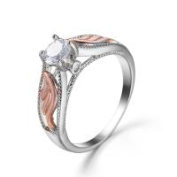 Cubic Zircon Brass δάχτυλο του δακτυλίου, Ορείχαλκος, σχήμα δακτυλίου, χρώμα επιπλατινωμένα, κοσμήματα μόδας & για άνδρες και γυναίκες & διαφορετικό μέγεθος για την επιλογή & με ζιργκόν, λευκό, Sold Με PC