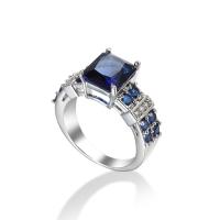 Cubic Zircon Brass Finger Ring ring shape platinum color plated fashion jewelry & Unisex & with cubic zirconia sapphire Sold By PC