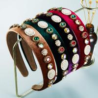 Hair Bands Velveteen with Glass Rhinestone & Plastic Pearl & Zinc Alloy for woman & with rhinestone 380mm 33mm Sold By PC