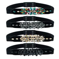 Decorative Belt, Cloth, for woman & with rhinestone, more colors for choice, 35mm,25mm, Length:Approx 28.34 Inch, Sold By PC