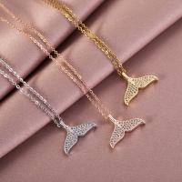 Titanium Steel Necklace Mermaid tail Vacuum Ion Plating fashion jewelry & for woman & with rhinestone Length Approx 15.75 Inch Sold By PC