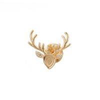 Brass Brooch Findings Antlers 14K gold-filled micro pave cubic zirconia golden nickel lead & cadmium free  Sold By Lot