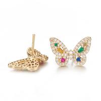 Cubic Zirconia Micro Pave Brass Earring Butterfly 14K gold-filled & micro pave cubic zirconia nickel lead & cadmium free Sold By Lot