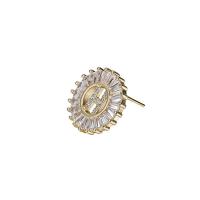 Cubic Zirconia Micro Pave Brass Earring Round 14K gold-filled & micro pave cubic zirconia nickel lead & cadmium free Sold By Lot