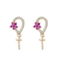 Brass Earring Drop Component 14K gold-filled DIY & micro pave cubic zirconia nickel lead & cadmium free Sold By Lot