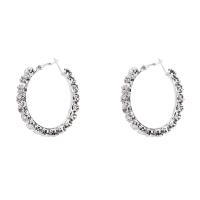 Zinc Alloy Hoop Earring Donut plated & for woman & with rhinestone nickel lead & cadmium free Sold By Pair