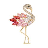 Cubic Zirconia Brooch Brass Animal gold color plated micro pave cubic zirconia & for woman nickel lead & cadmium free Sold By PC