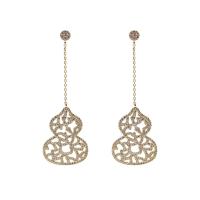 Cubic Zirconia Micro Pave Brass Earring Calabash plated micro pave cubic zirconia & for woman & hollow nickel lead & cadmium free Sold By Pair