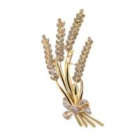 Cubic Zirconia Brooch Brass with Shell Pearl Wheat 18K gold plated & micro pave cubic zirconia & for woman nickel lead & cadmium free Sold By PC