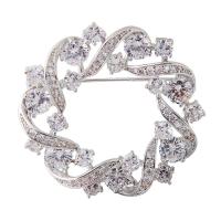 Cubic Zirconia Brooch Brass & micro pave cubic zirconia & for woman silver color Sold By PC