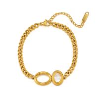 Stainless Steel Jewelry Bracelet, 304 Stainless Steel, with Shell, with 2.17inch extender chain, Vacuum Ion Plating, fashion jewelry & for woman, more colors for choice, Length:Approx 6.69 Inch, Sold By PC
