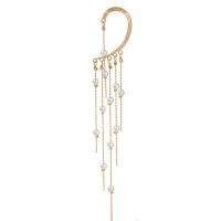 Pendientes Ear Cuff, aleación de zinc, con Perlas plásticas, chapado en color dorado, Joyería & para mujer, libre de níquel, plomo & cadmio, 160x20mm, Vendido por UD