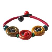Bracelet en porcelaine, avec cordon de polyester, pour femme, couleurs mélangées, Longueur Environ 21 cm, Vendu par PC