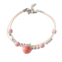 Porcelain Bracelet, with Polyester Cord & Tibetan Style, Tibetan Style lobster clasp, handmade, for woman, more colors for choice, Length:Approx 21 cm, Sold By PC